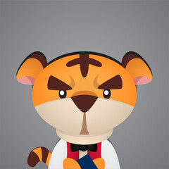 cute female tiger becomes a restaurant waitress