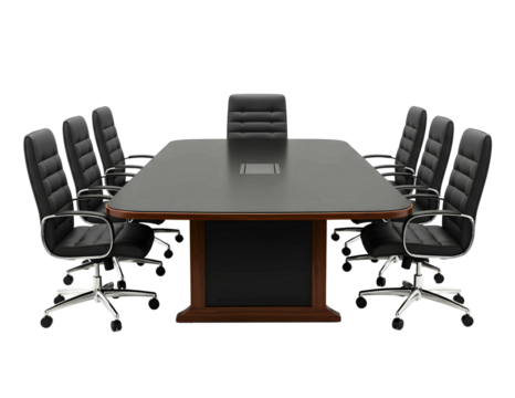 Modern conference table with executive chairs isolated on transparent background - Powered by Adobe