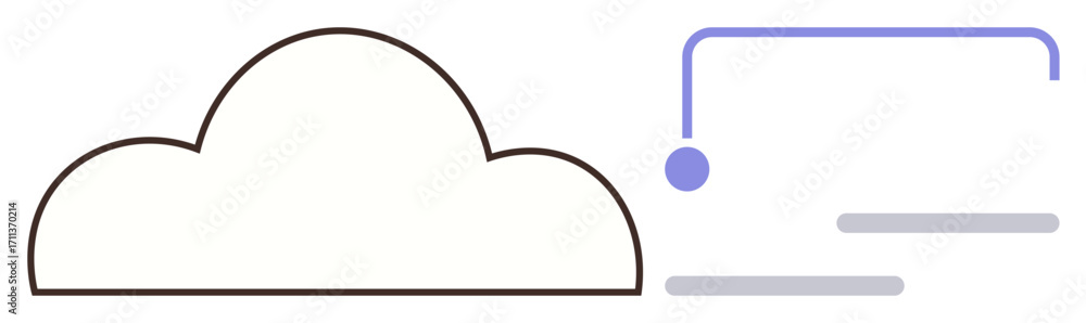 Poster cloud connected to data and network represented with minimal lines and dots. ideal for connectivity,
