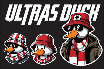 a vector illustration of Duck like ultras hooligan football fans 