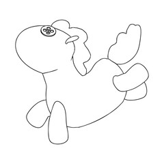 Outline for Coloring of Horse Plush Cute and Funny Toy. Vector Illustration.