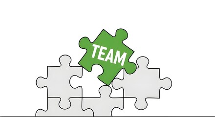 Teamwork Clip Art: Jigsaw Puzzle with Green TEAM Piece