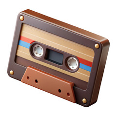Obraz premium Retro cassette tape vintage audio media nostalgia recording music storage device isolated on transparent background
