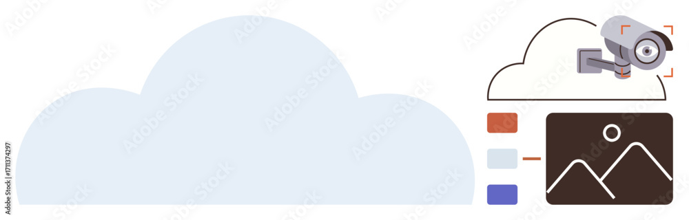 Aufkleber cloud design with a surveillance camera and photo display panel. ideal for technology, security, mon