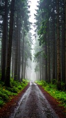 Obraz premium Misty forest path