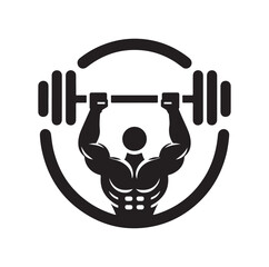 Gym logo and silhouette black on white background