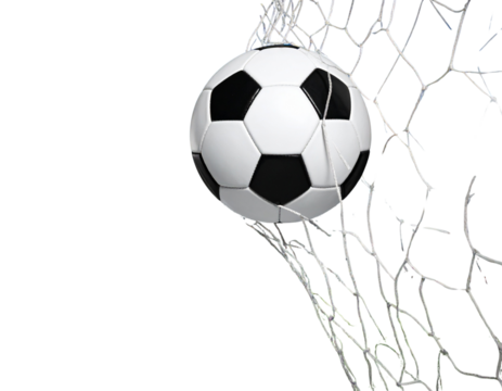 Soccer Ball Hitting the Goal Net Mid-Air