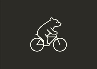 A line art logo of a bear riding a bicycle, symbolizing fun, uniqueness, and creative adventure