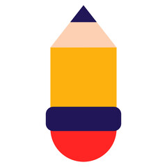 Yellow pencil flat icon. Perfect for education, school, art, and creative design.