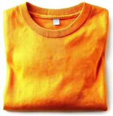Folded orange t-shirt on white background