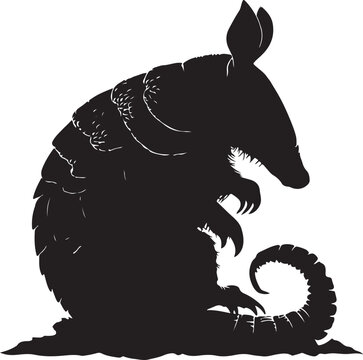 Armadillo silhouette curled up, ready to defend
