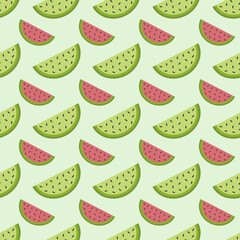 Pattern of Watermelon Slices Light Green and Pink fruit