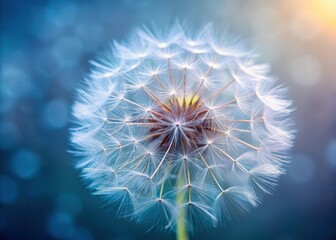 Obraz premium Close-up of delicate white dandelion seed head with intricate details