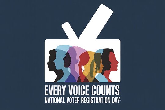 Diverse silhouettes of people united to represent the power of voting and participation in elections, ideal for National Voter Registration Day and civic engagement.