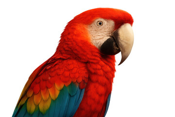 Fototapeta premium Red and Green Macaw Parrot Posing on Transparent Background