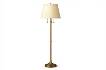 Classic floor lamp illuminating with transparent background