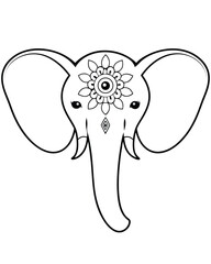 Obraz premium Stylized elephant head with floral adornment face trunk