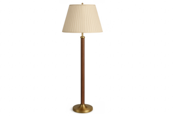 Elegant Floor Lamp with Cream Shade on Transparent Background