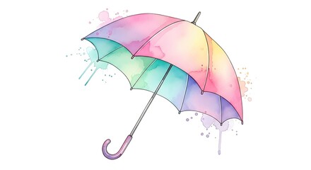 Colorful Rainbow Umbrella Illustration.