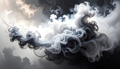 Abstract swirling smoke clouds