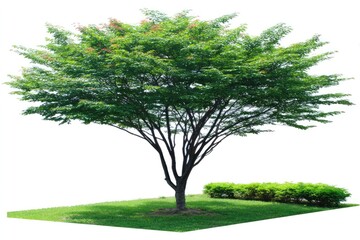 Fototapeta premium Full green tree on grassy patch