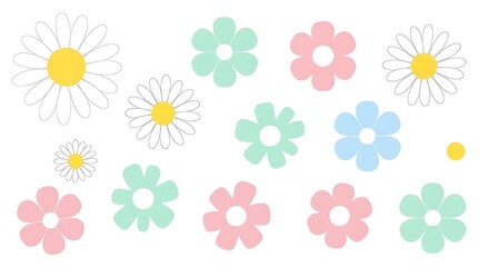 Obraz premium Pastel Daisies Floral Pattern Background.