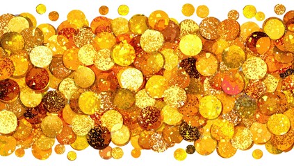 Abstract confetti-like background of various shades of gold and yellow circles