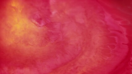 Mix paint. Acrylic drop. Defocused pink yellow red color water liquid shiny emulsion fluid on abstract art creative bright background. - Powered by Adobe