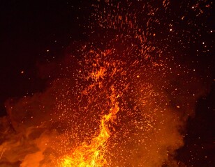 fire sparks background, dark atmosphere, glowing particles