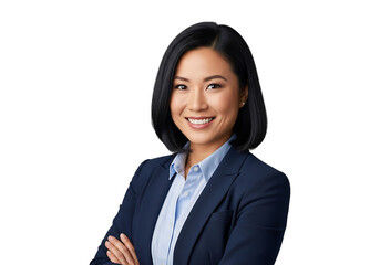 Professional asian woman in business suit isolated on transparent background