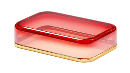 Red, translucent box with gold trim