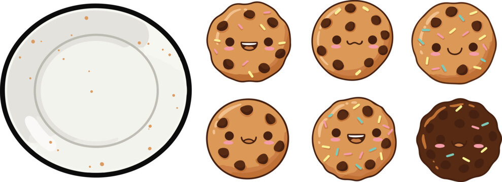 Smiling Homemade Chocolate Chip Cookies Cartoon. National Homemade Cookies Day - Powered by Adobe