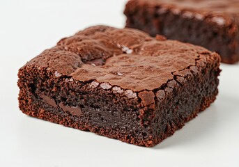 Chocolate Fudge Brownies on White Background 