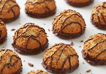 Chocolate Coconut Macaroons on White Background 