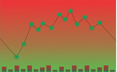 business graph on red background