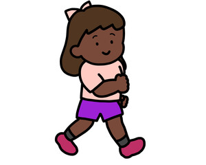 笑顔で歩く黒人の女の子