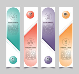 Modern Flat Design Step Vertical Infographic for Business Process Diagram