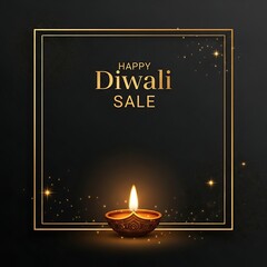 Golden Diwali sale celebration background with glowing diya lamp for festive promotional design