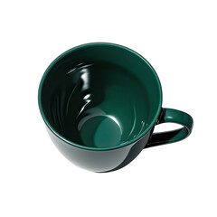 Stylish Green Coffee Mug Isolated on White Background, Generative AI