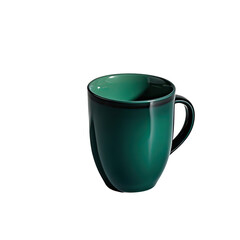 Stylish Green Coffee Mug Isolated on White Background, Generative AI