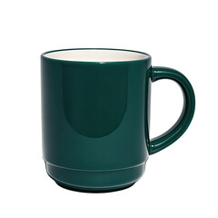 Stylish Green Coffee Mug Isolated on White Background, Generative AI
