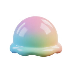 A single scoop of rainbow ice cream on a white background