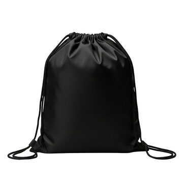 Blank black drawstring backpack for gym or school