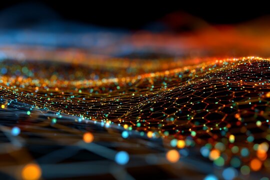 Abstract digital network: vibrant technology connections and glowing nodes