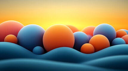 Abstract 3D Orange Blue Spheres Background