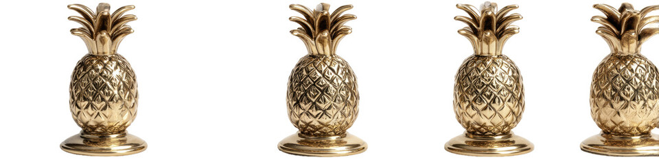 Four gold-toned pineapple decorative pieces