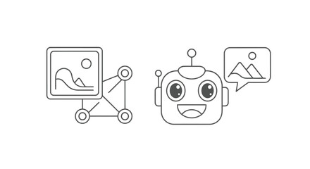 Vector illustration of aipowered image management a robots guide to understanding and organizing visual content