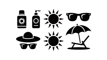 Summer vacation and beach icons set