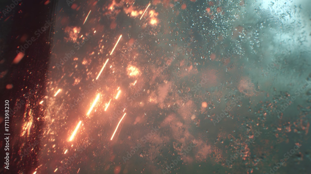 Poster abstract fiery background with sparks and smoke creating a chaotic and intense visual experience