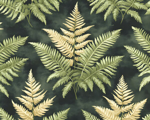 Elegant Fern Illustration, Dark Green Background